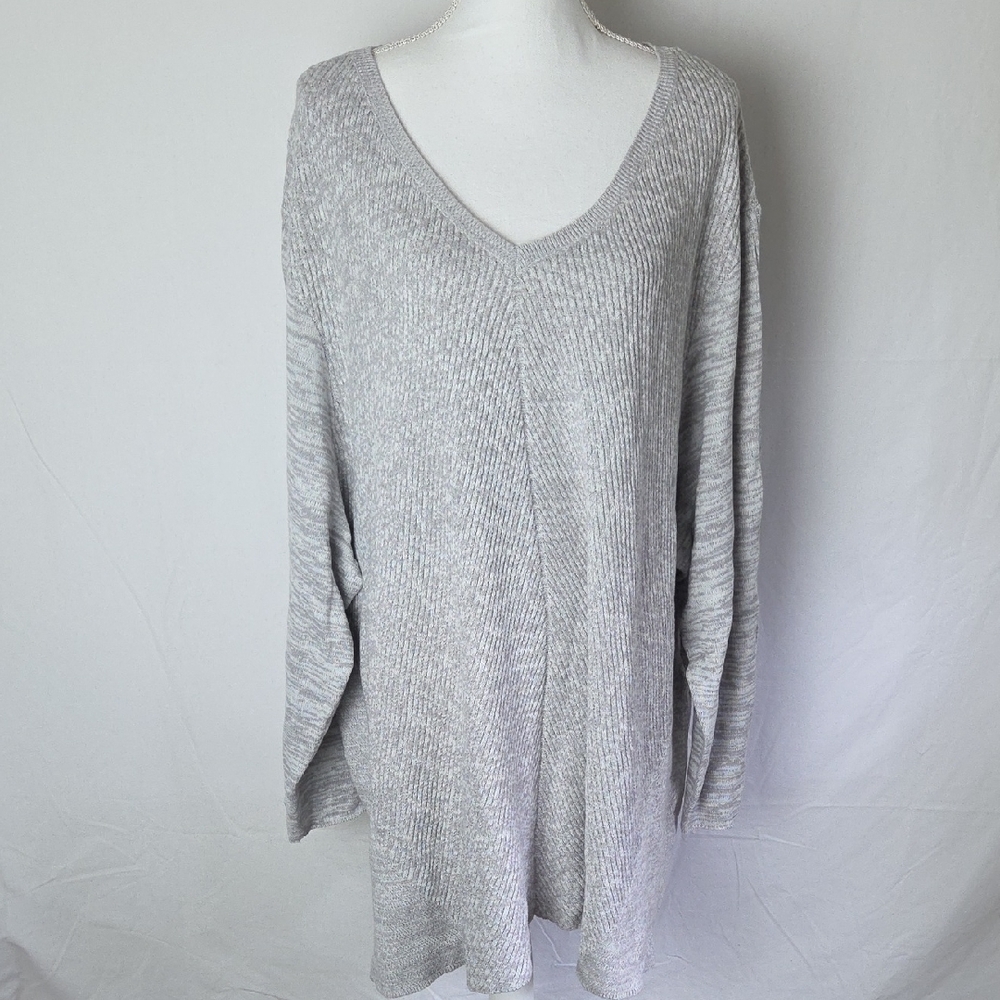 NWT Catherines Sweater Gray Knit Pullover V Neck Size‎ 5X